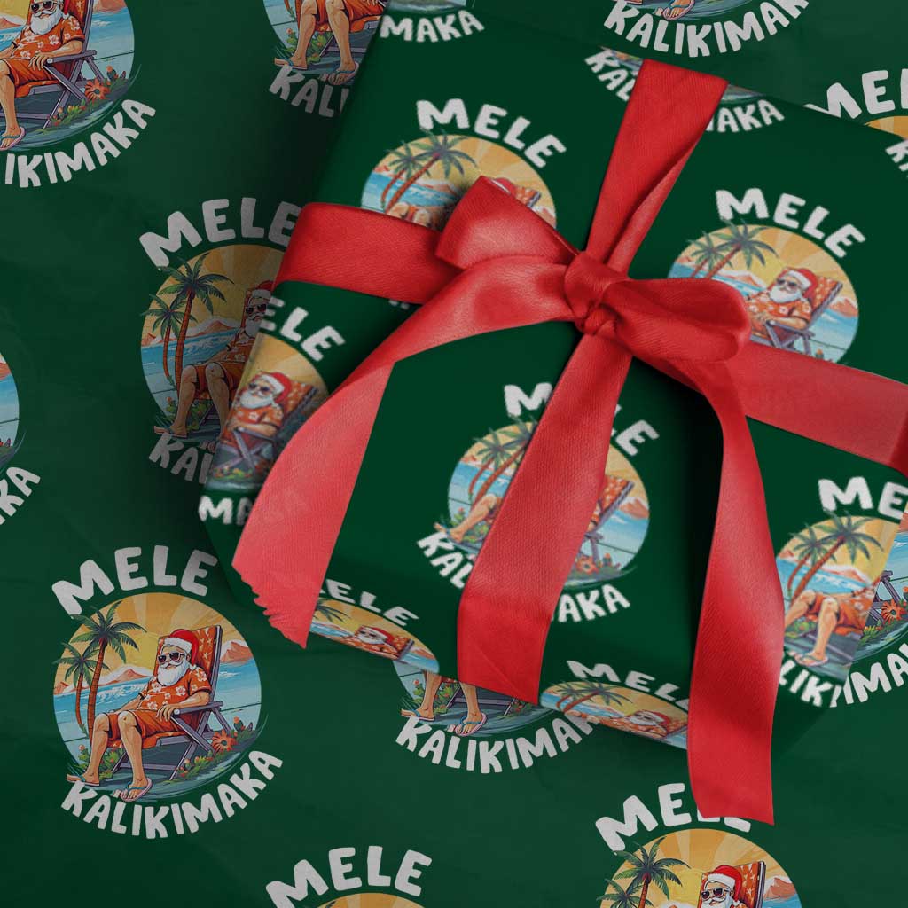 Xmas in Hawaii Wrapping Paper Roll Mele Kalikimaka Hawaiian Tropical Sunbath Santa