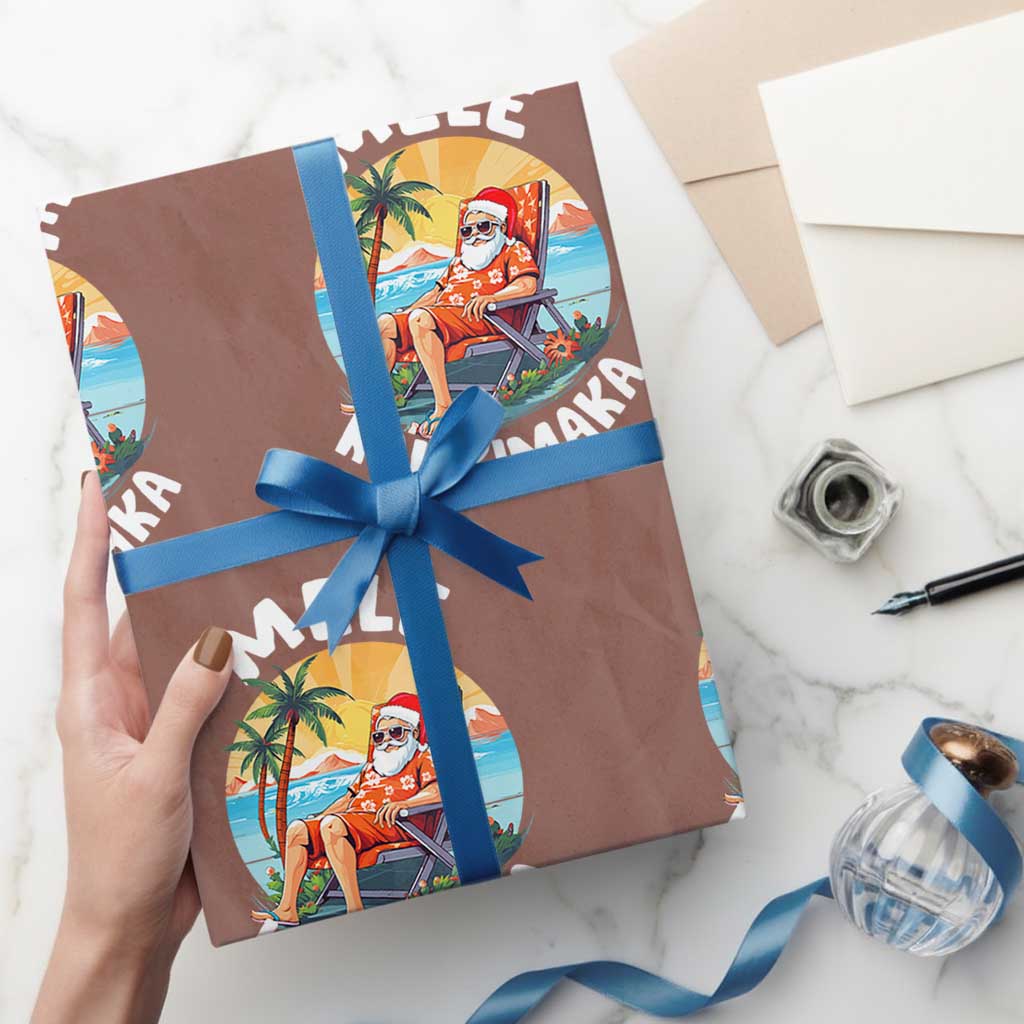 Xmas in Hawaii Wrapping Paper Roll Mele Kalikimaka Hawaiian Tropical Sunbath Santa