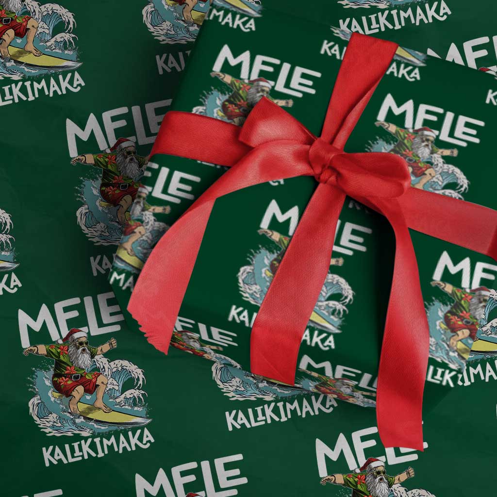 Xmas in Hawaii Wrapping Paper Roll Mele Kalikimaka Hawaiian Tropical Surfing Santa