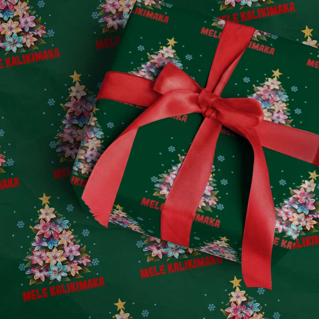 Xmas in Hawaii Wrapping Paper Roll Mele Kalikimaka Tropical Hawaiian Plumeria