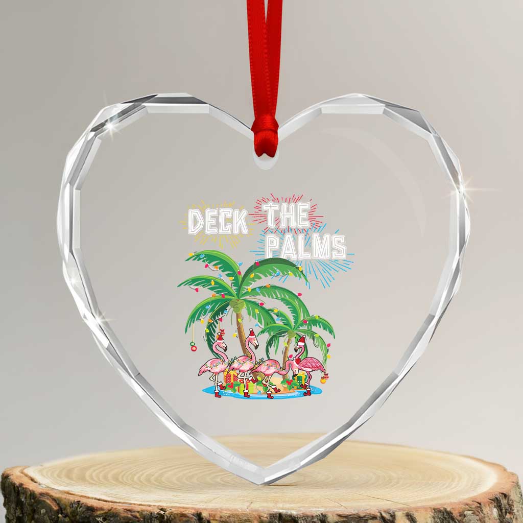 Xmas In Hawaii Heart Crystal Glass Ornament Deck the Palms Firework Flamingo - Wonder Print Shop