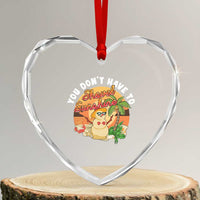 Xmas In Hawaii Heart Crystal Glass Ornament Hawaiian Snowman You Don't Have To Shovel Sunshine - Wonder Print Shop