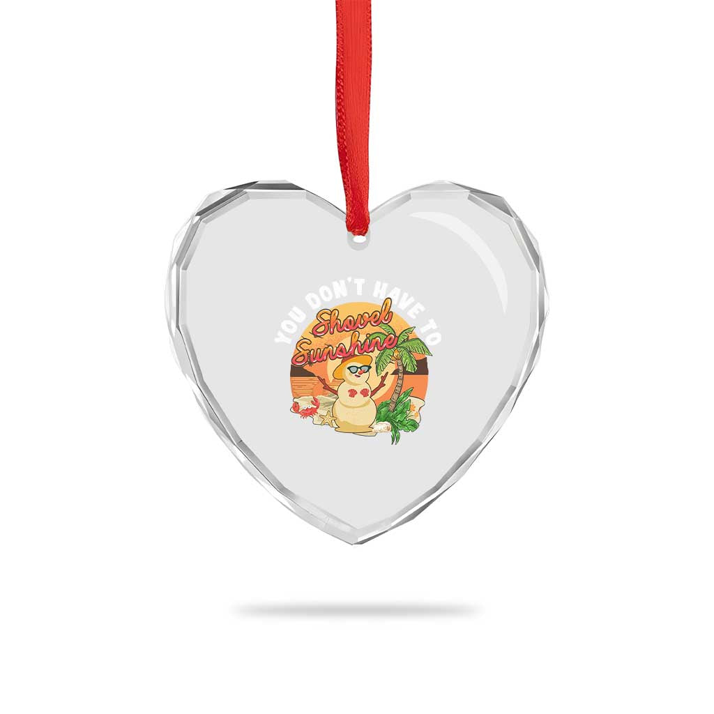 Xmas In Hawaii Heart Crystal Glass Ornament Hawaiian Snowman You Don't Have To Shovel Sunshine - Wonder Print Shop