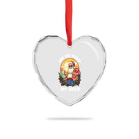 Xmas In Hawaii Heart Crystal Glass Ornament Ho Ho Hold My Beer Cool Santa Sunglass - Wonder Print Shop