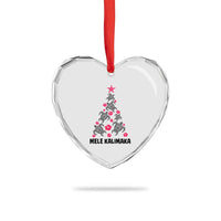 Xmas In Hawaii Heart Crystal Glass Ornament Mele Kalikimaka Kakau Tattoo Turtle Tree - Wonder Print Shop