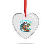 Xmas In Hawaii Heart Crystal Glass Ornament Mele Kalikimaka Santa Surfing Hibiscus - Wonder Print Shop