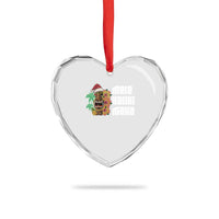 Xmas In Hawaii Heart Crystal Glass Ornament Mele Kalikimaka Tiki Hibiscus Flower Santa Hat - Wonder Print Shop