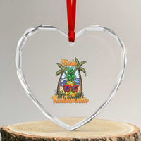 Xmas In Hawaii Heart Crystal Glass Ornament Mele Kalikimaka Xmas Light Pineapple - Wonder Print Shop