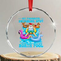 Xmas In July Relaxing Santa Crystal Glass Ornament My Favorite Swimming Spot Is The North Pole TS02