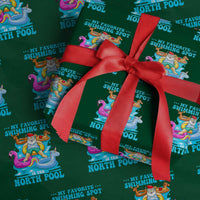 Xmas In July Relaxing Santa Wrapping Paper Roll My Favorite Swimming Spot Is The North Pole
