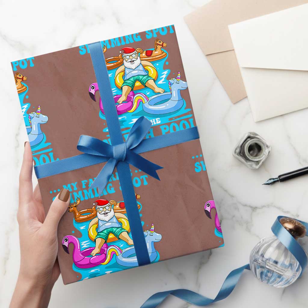 Xmas In July Relaxing Santa Wrapping Paper Roll My Favorite Swimming Spot Is The North Pole