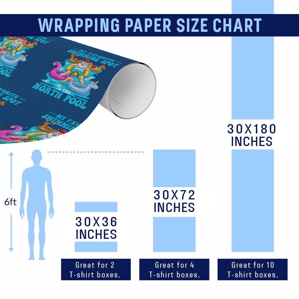 Xmas In July Relaxing Santa Wrapping Paper Roll My Favorite Swimming Spot Is The North Pole