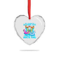 Xmas In July Relaxing Santa Heart Crystal Glass Ornament My Favorite Swimming Spot Is The North Pole - Wonder Print Shop
