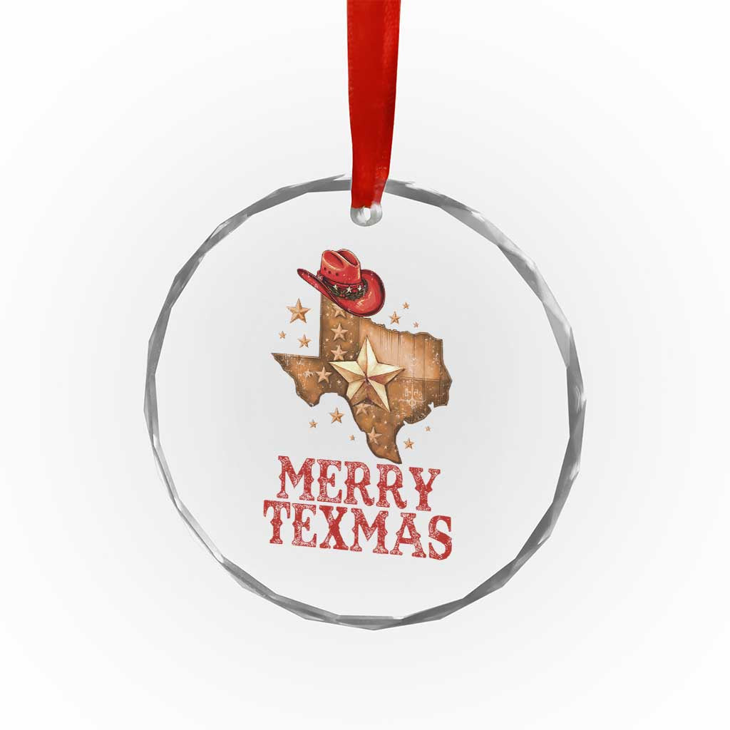 Xmas In Texas Crystal Glass Ornament Merry Texmas Santa Cowboy Hat TS09