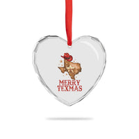 Xmas In Texas Heart Crystal Glass Ornament Merry Texmas Santa Cowboy Hat - Wonder Print Shop