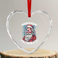 Xmas in the Front Party in the Back USA Patriotic Santa Heart Crystal Glass Ornament - Wonder Print Shop
