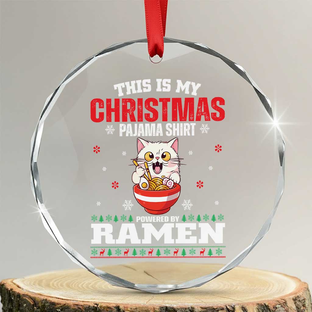 Xmas Kawaii Cat Ramen Crystal Glass Ornament Powered By Ramen Japanese Noodle Anime Manga TS09