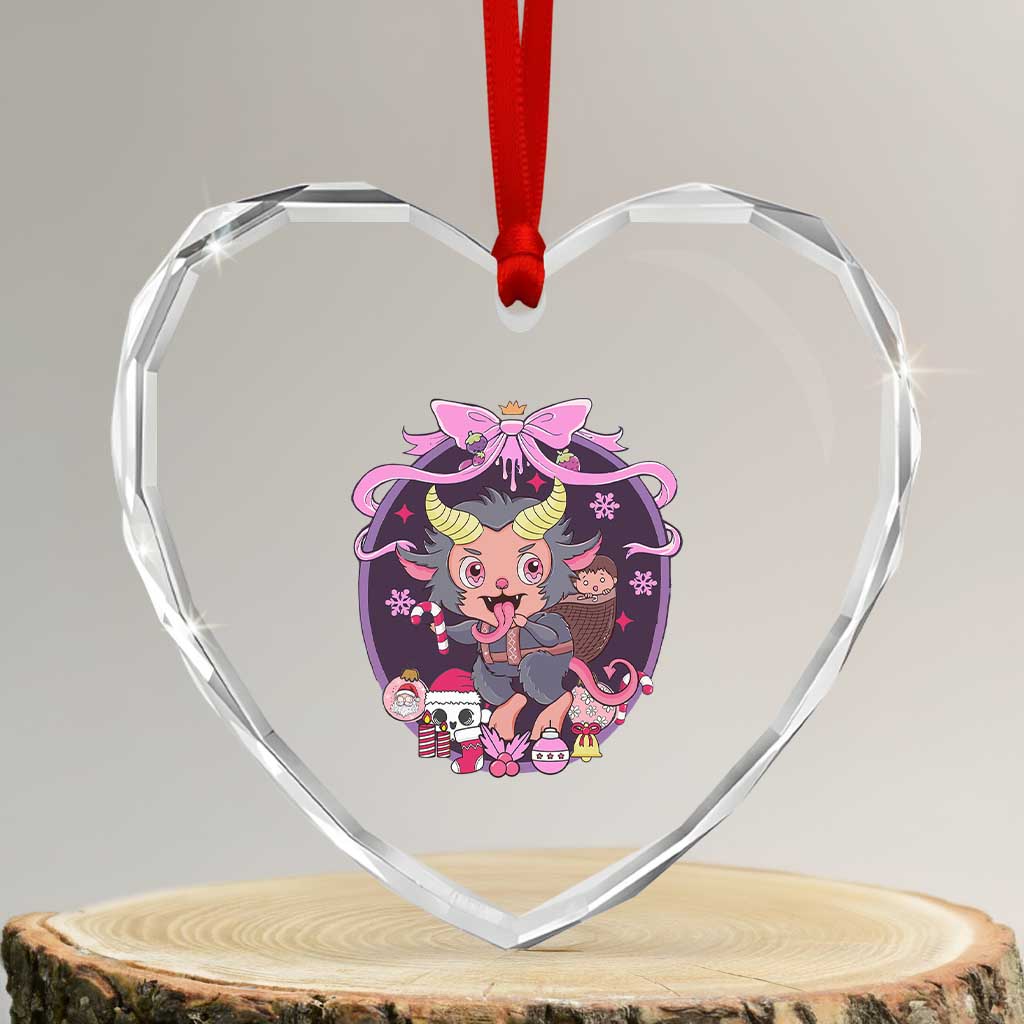 Xmas Kawaii Pastel Krampus Heart Crystal Glass Ornament - Wonder Print Shop