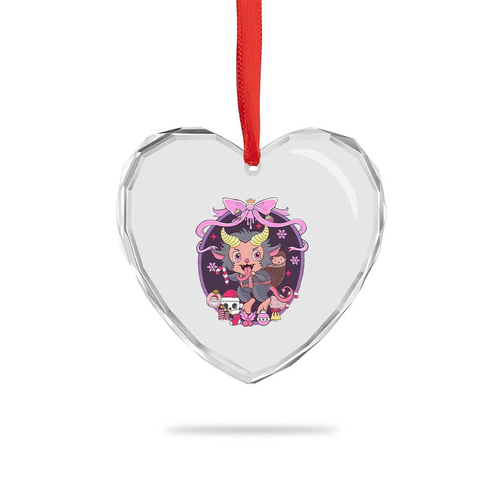 Xmas Kawaii Pastel Krampus Heart Crystal Glass Ornament - Wonder Print Shop