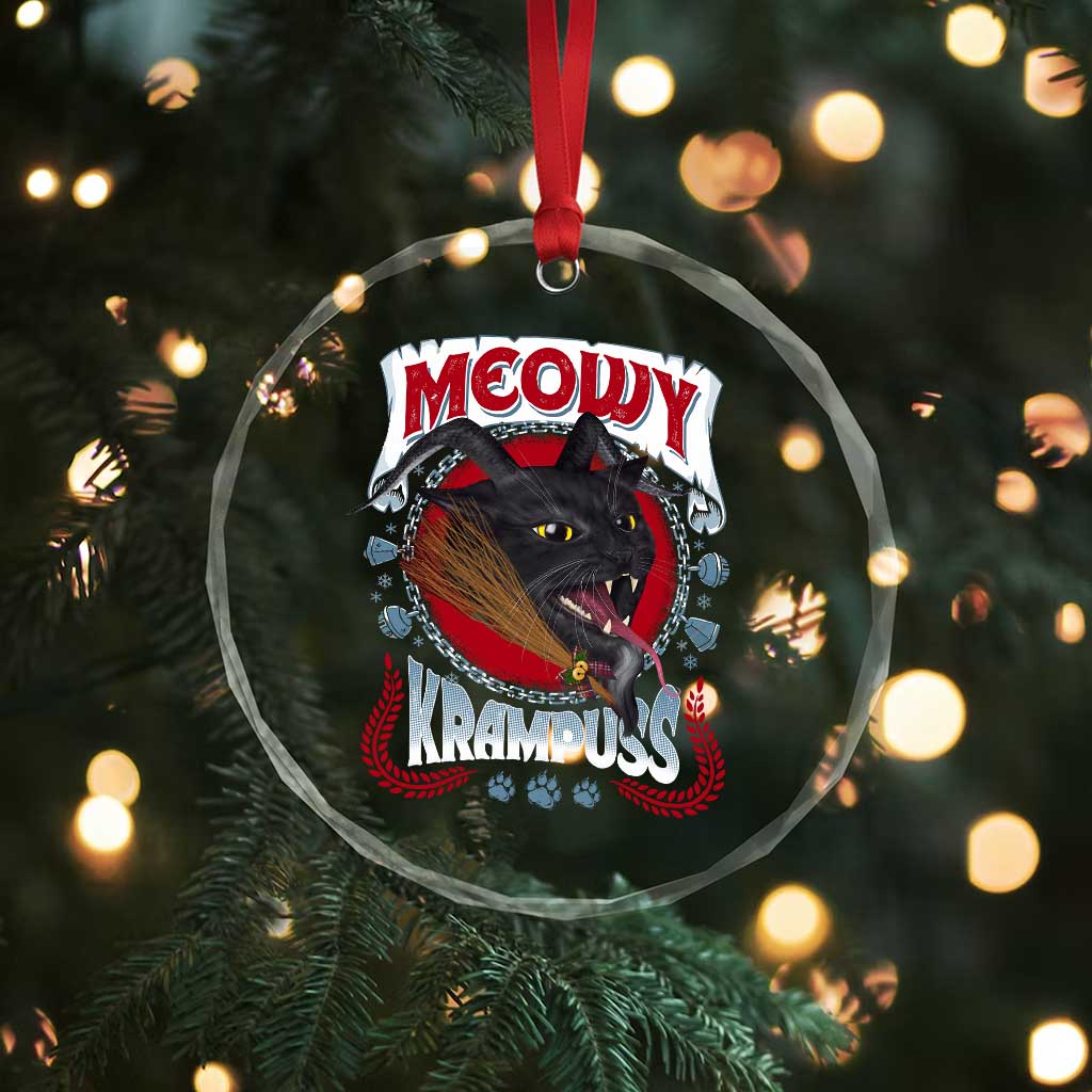 Xmas Krampus Cat Crystal Glass Ornament Meowy Krampuss Black Cat TS09