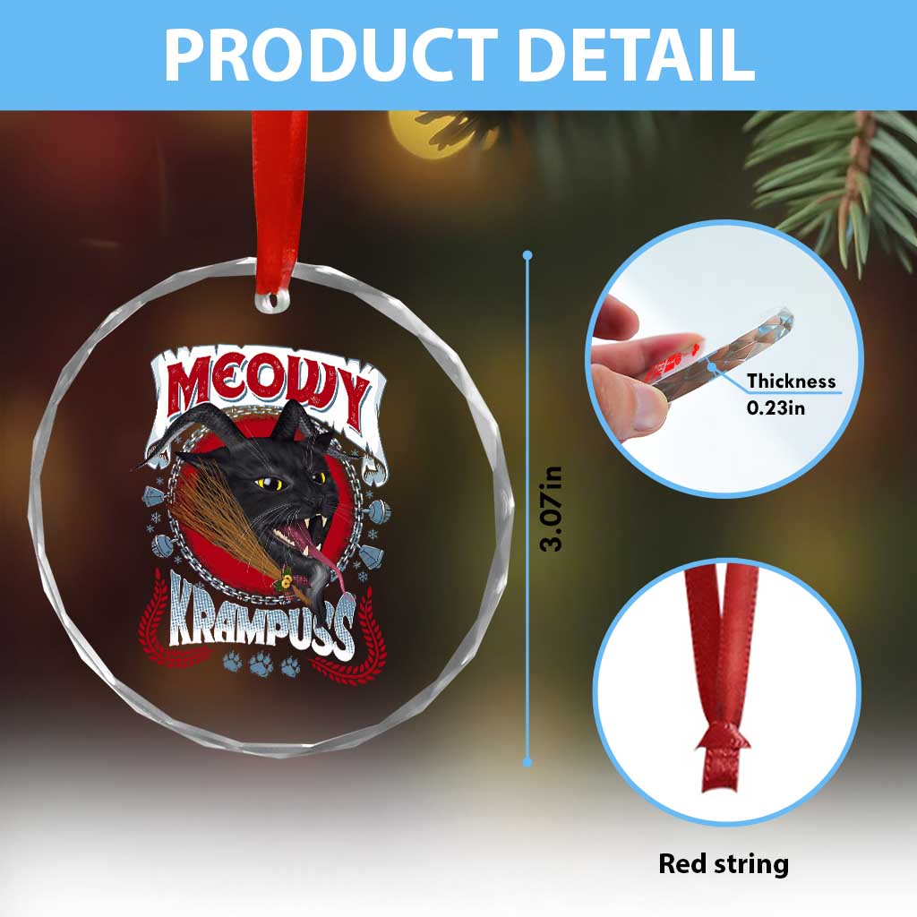 Xmas Krampus Cat Crystal Glass Ornament Meowy Krampuss Black Cat TS09