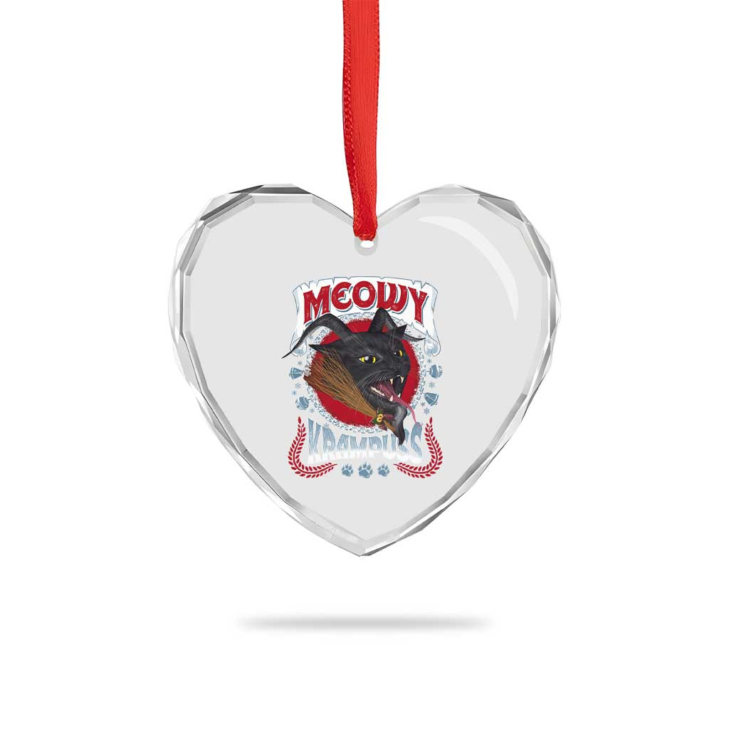 Xmas Krampus Cat Heart Crystal Glass Ornament Meowy Krampuss Black Cat - Wonder Print Shop
