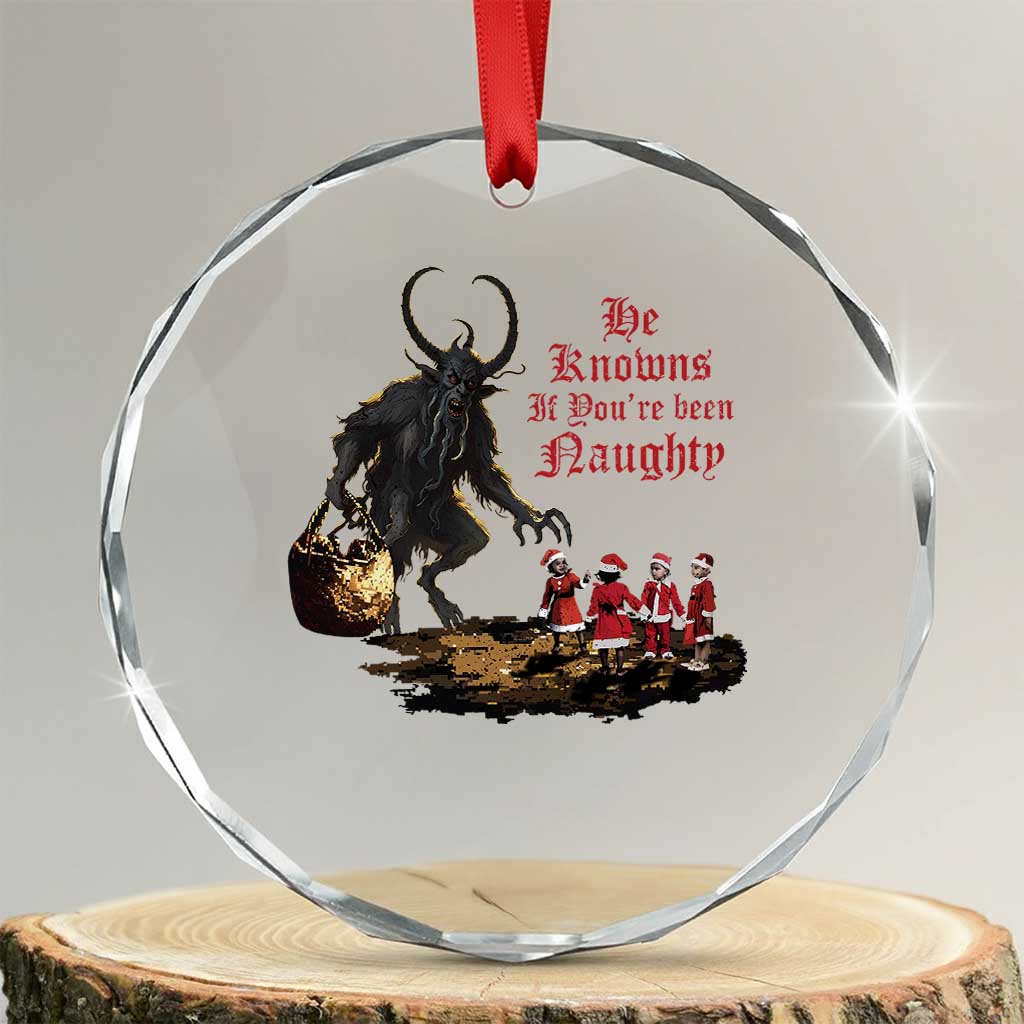Xmas Krampus Crystal Glass Ornament He Knows If You've Been Naughty TS09