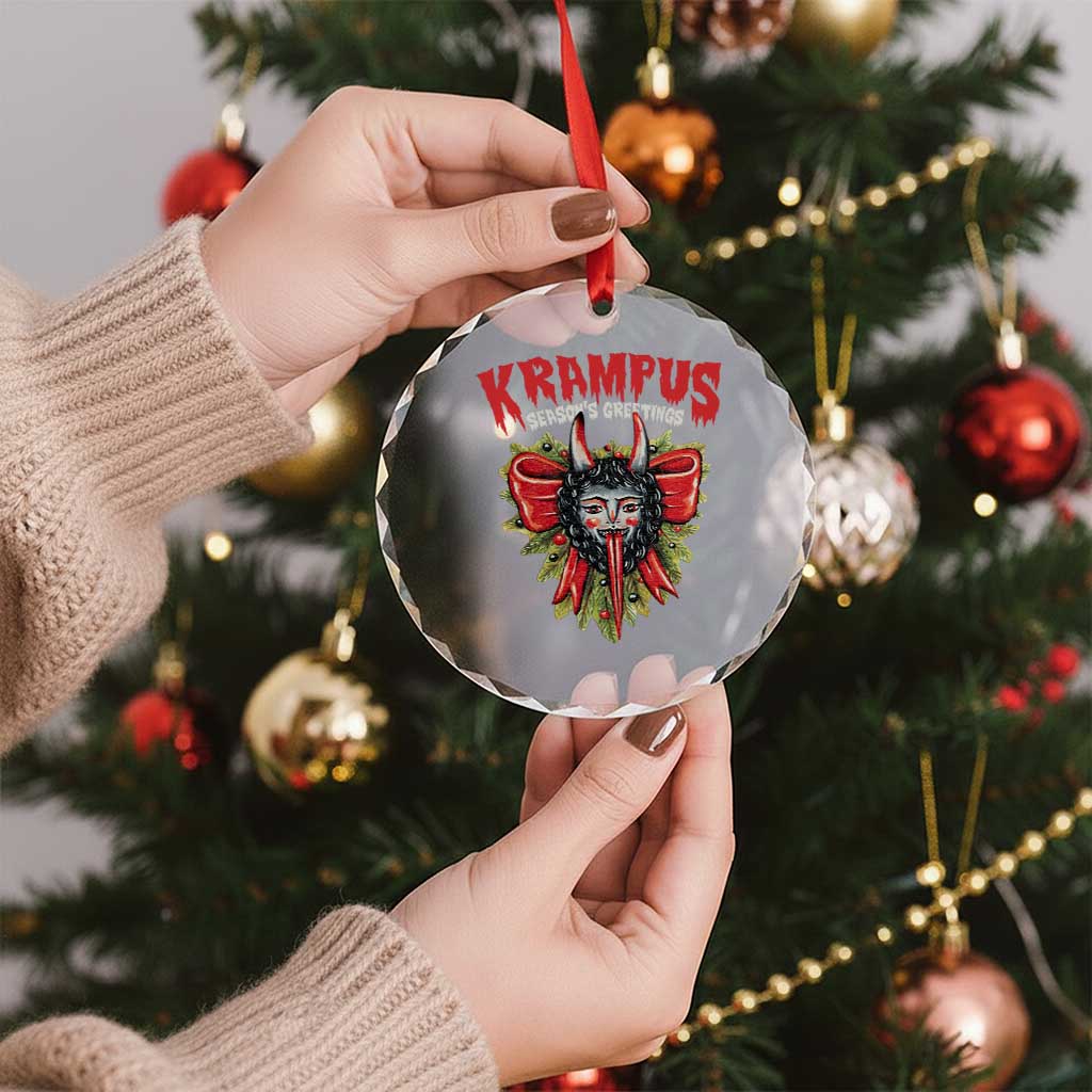 Xmas Krampus Crystal Glass Ornament Season Greeting Coquette Bow Krampus TS09