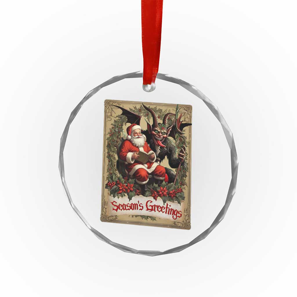 Xmas Krampus Crystal Glass Ornament Season Greeting Vintage Tarot Card TS09
