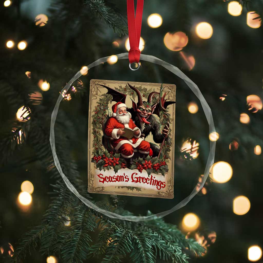 Xmas Krampus Crystal Glass Ornament Season Greeting Vintage Tarot Card TS09