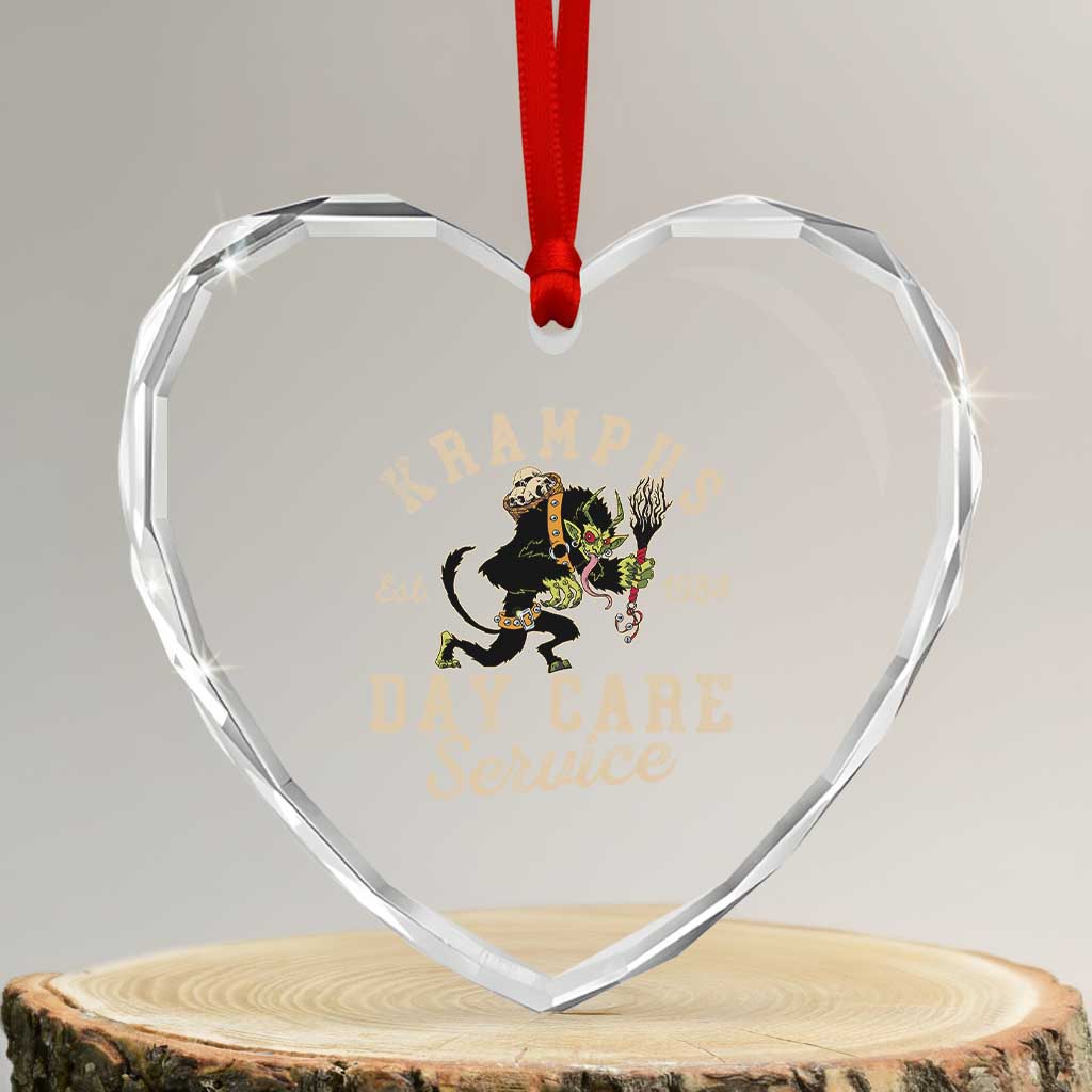 Xmas Krampus Day Care Service Heart Crystal Glass Ornament - Wonder Print Shop