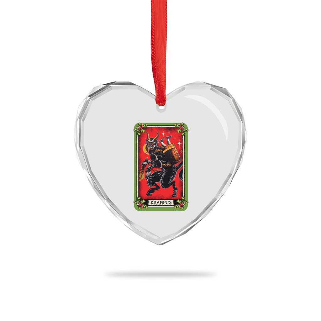Xmas Krampus Heart Crystal Glass Ornament American Traditional Tarot Card - Wonder Print Shop