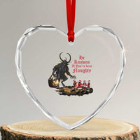 Xmas Krampus Heart Crystal Glass Ornament He Knows If You've Been Naughty - Wonder Print Shop