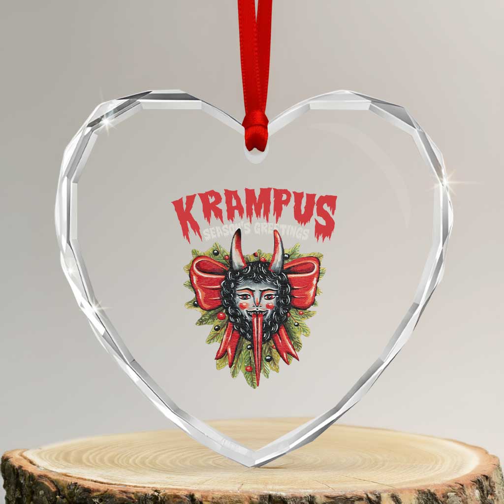 Xmas Krampus Heart Crystal Glass Ornament Season Greeting Coquette Bow Krampus - Wonder Print Shop