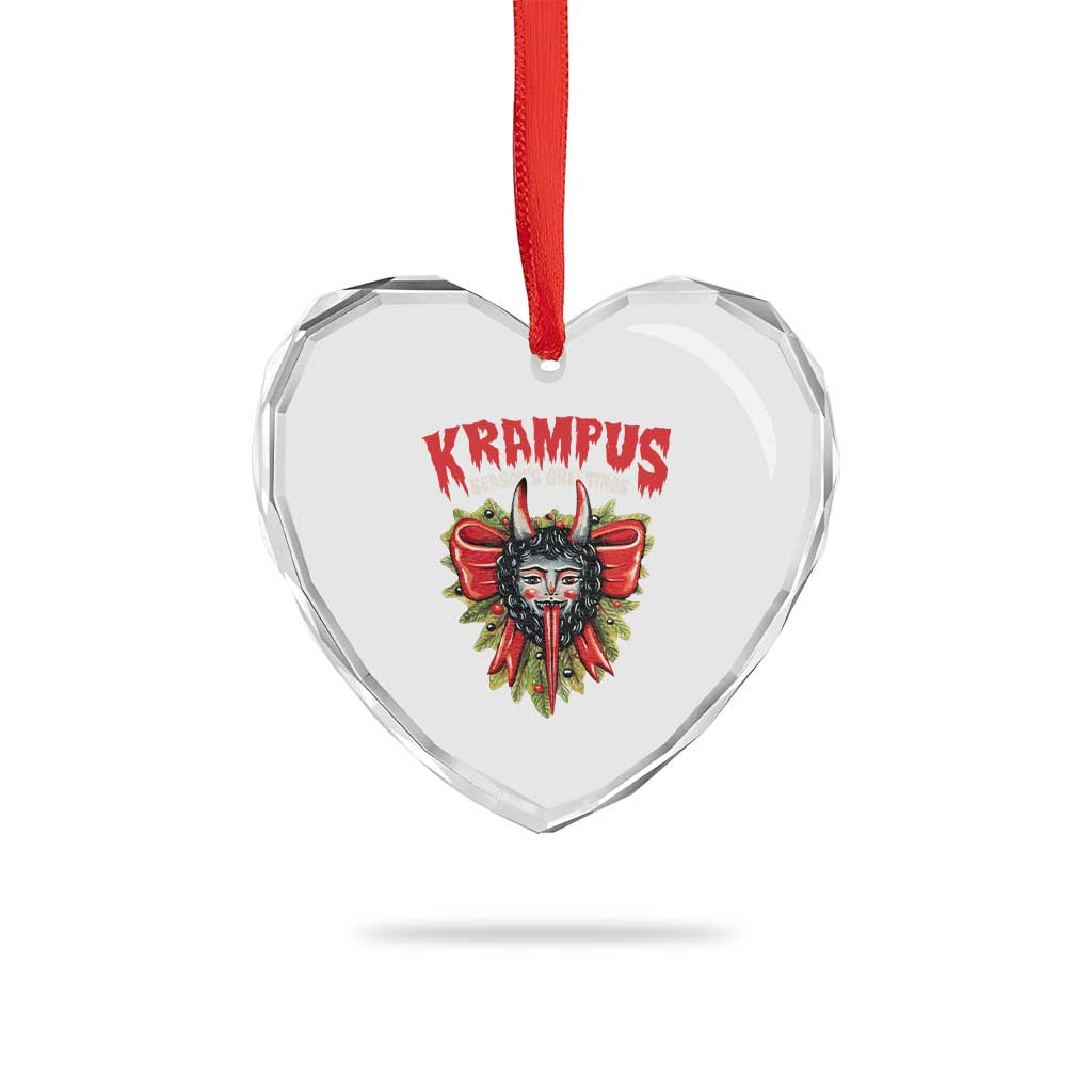 Xmas Krampus Heart Crystal Glass Ornament Season Greeting Coquette Bow Krampus - Wonder Print Shop