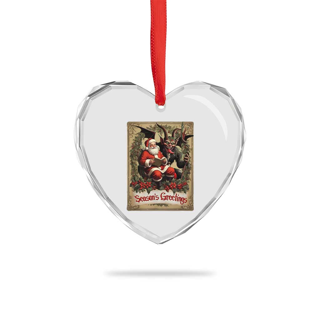 Xmas Krampus Heart Crystal Glass Ornament Season Greeting Vintage Tarot Card - Wonder Print Shop