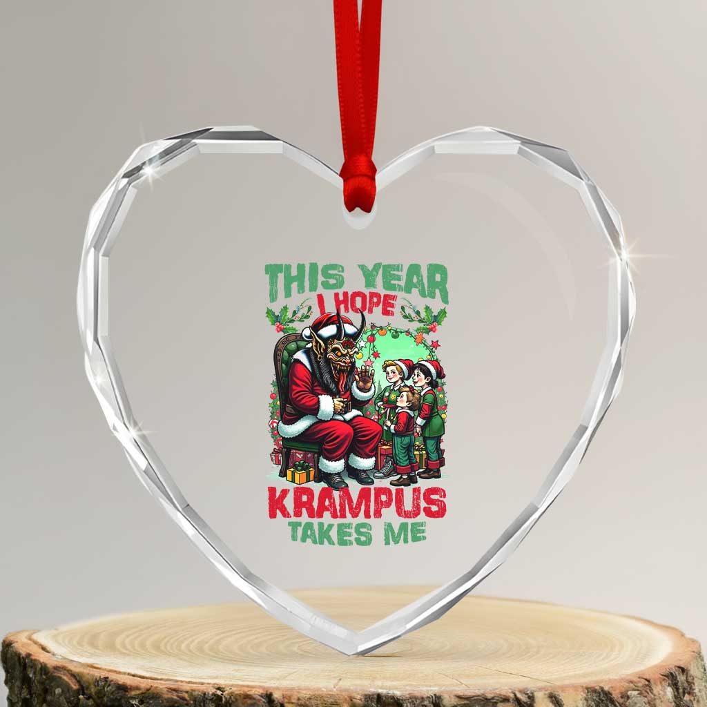 Xmas Krampus Heart Crystal Glass Ornament This Year I Hope Krampus Takes Me - Wonder Print Shop