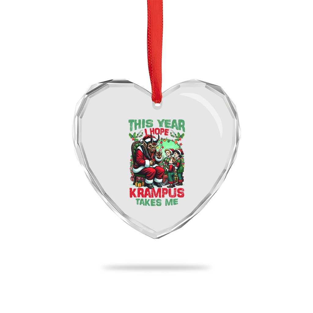 Xmas Krampus Heart Crystal Glass Ornament This Year I Hope Krampus Takes Me - Wonder Print Shop