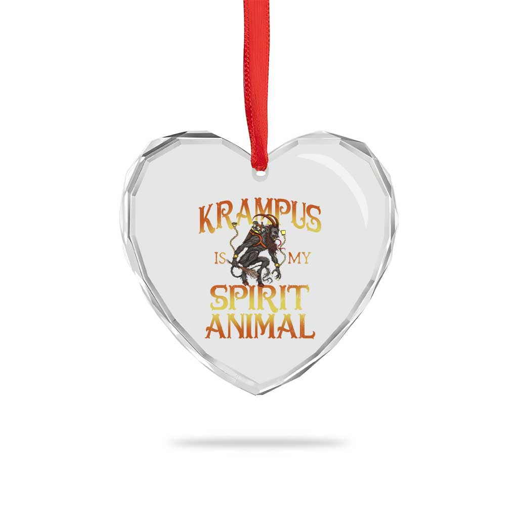 Xmas Krampus is My Spirit Animal Heart Crystal Glass Ornament - Wonder Print Shop
