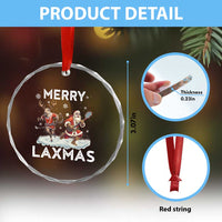 Xmas Lacrosse Crystal Glass Ornament Merry LAXMAS Santa Reindeer Lacrosse Player TS09