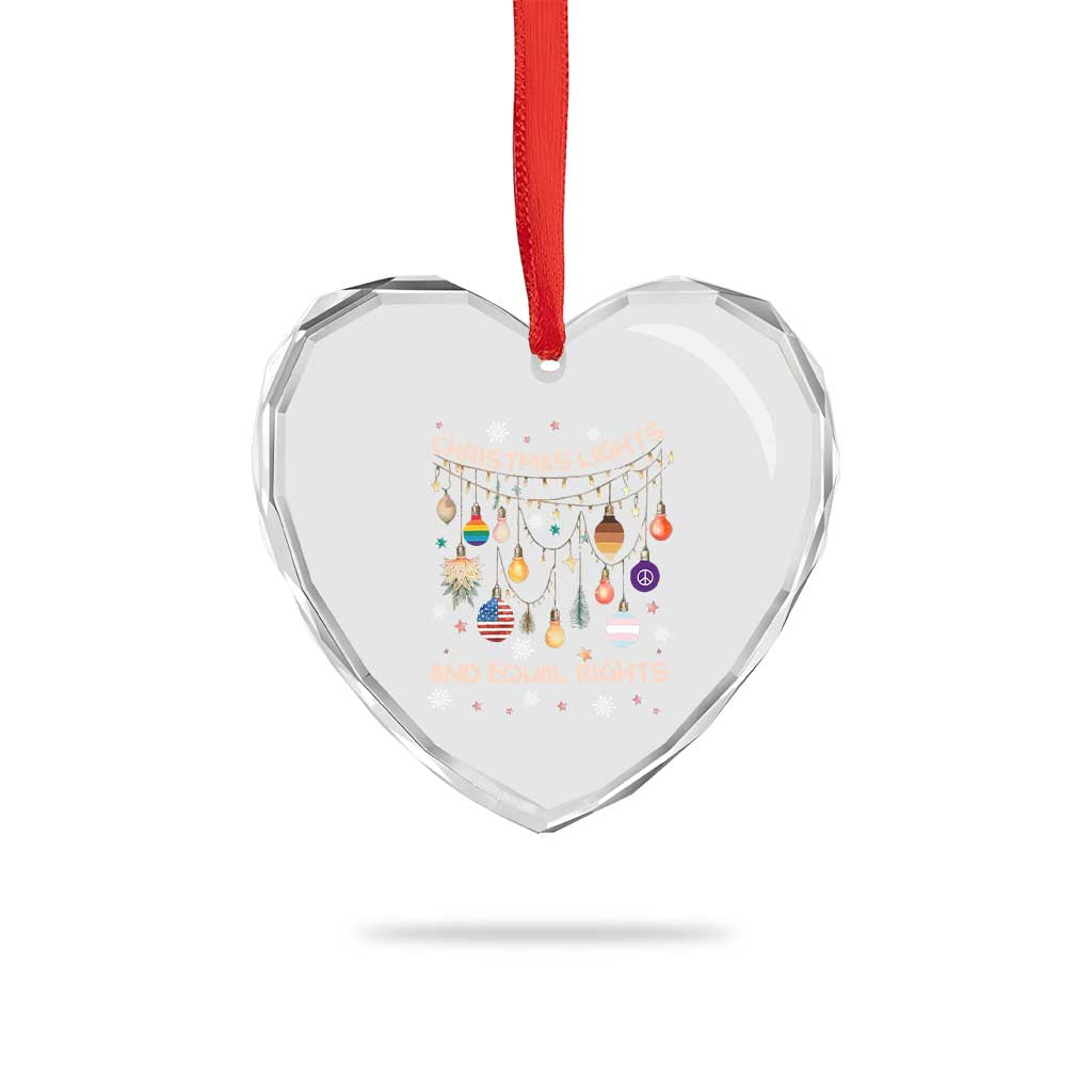 Xmas Lights And Equal Rights LGBTQ Heart Crystal Glass Ornament - Wonder Print Shop