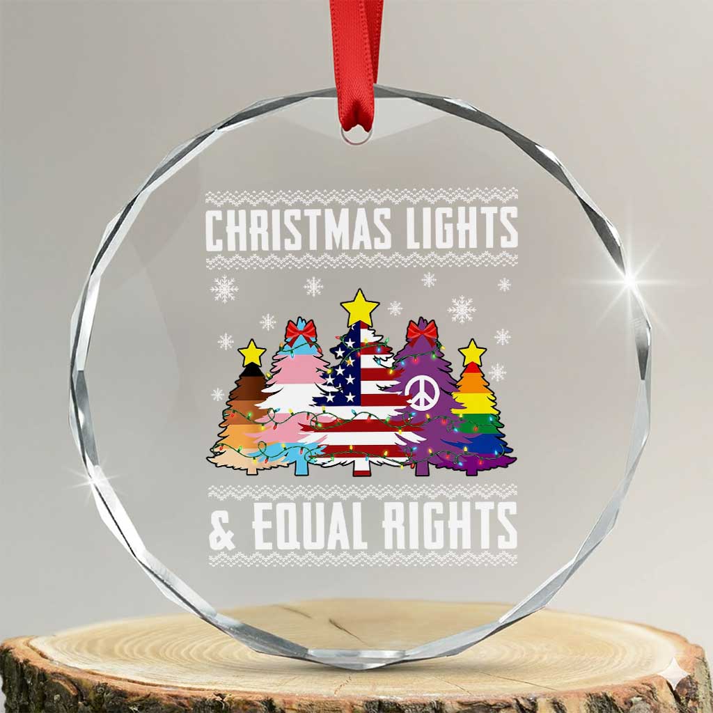 Xmas Lights Equal Rights Ugly Sweater Activism Gift Crystal Glass Ornament - Wonder Print Shop