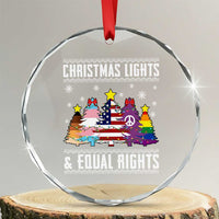 Xmas Lights Equal Rights Ugly Sweater Activism Gift Crystal Glass Ornament - Wonder Print Shop