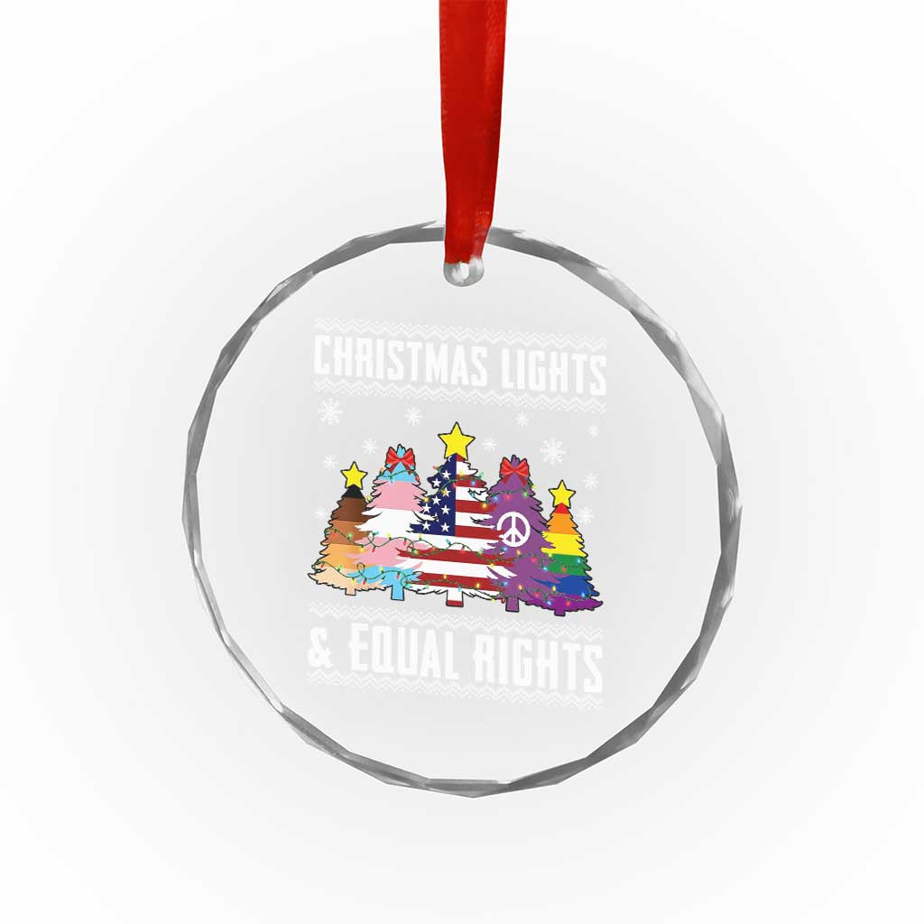 Xmas Lights Equal Rights Ugly Sweater Activism Gift Crystal Glass Ornament - Wonder Print Shop