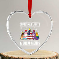 Xmas Lights Equal Rights Ugly Sweater Activism Gift Heart Crystal Glass Ornament - Wonder Print Shop
