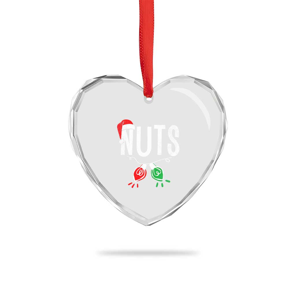 Xmas Matching Couple Heart Crystal Glass Ornament Chestnuts Xmas Funny Nuts - Wonder Print Shop