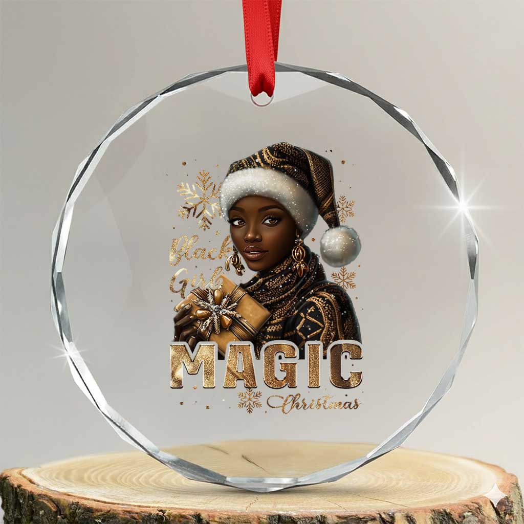 Xmas Melanin Black Girl Magic Crystal Glass Ornament TS09