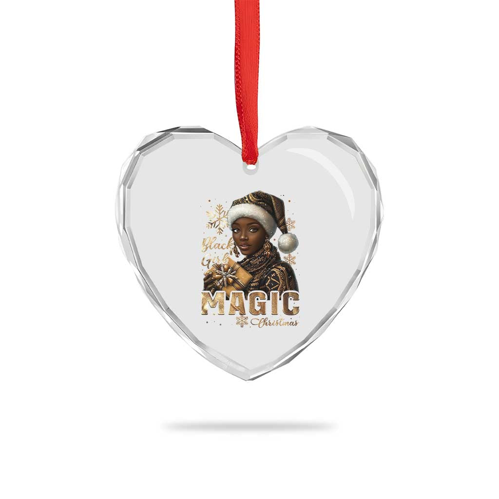 Xmas Melanin Black Girl Magic Heart Crystal Glass Ornament - Wonder Print Shop