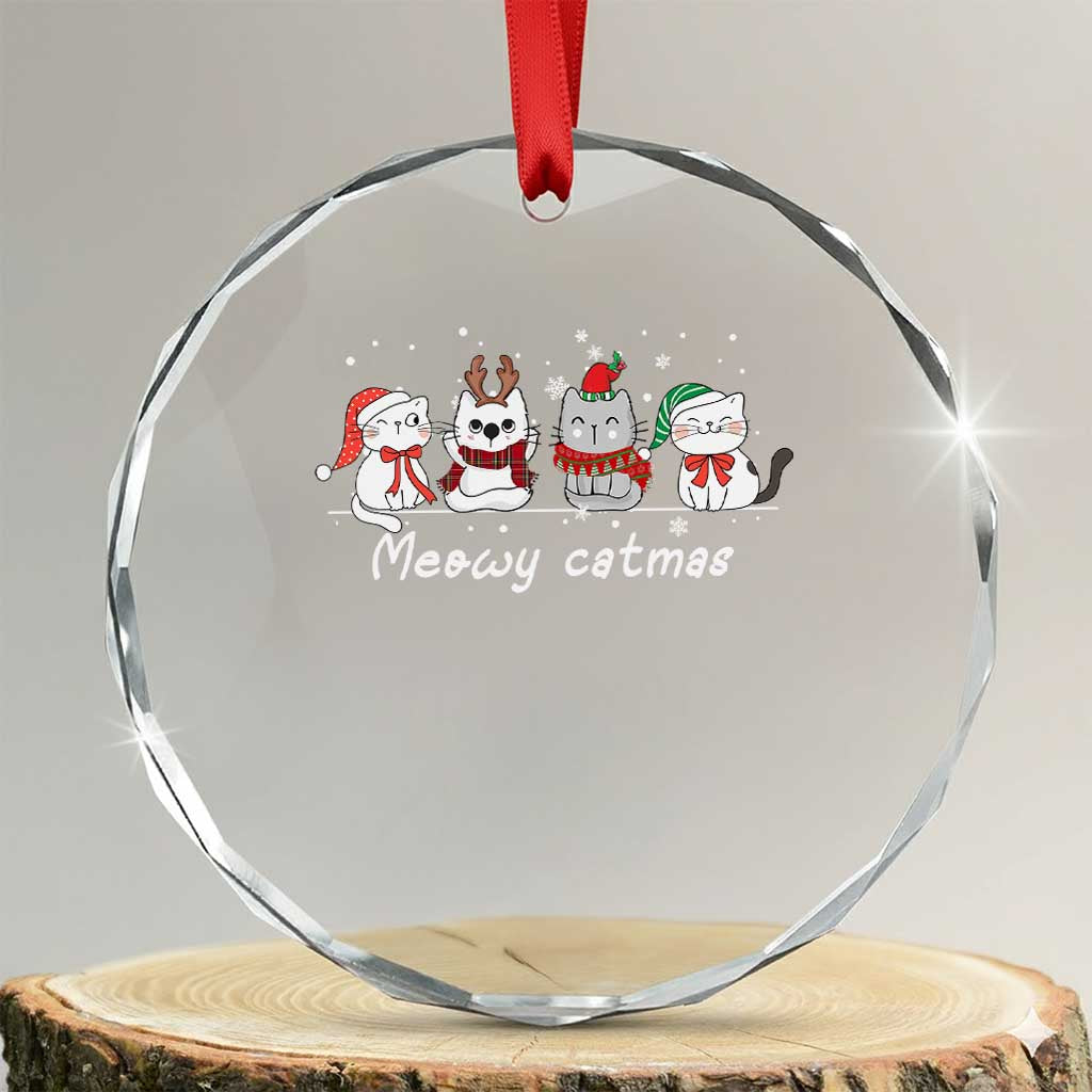 Xmas Meowy Catmas Cute Cat Crystal Glass Ornament TS09