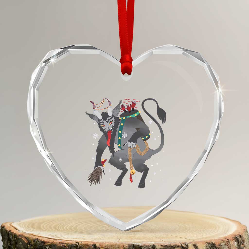 Xmas Merry Krampus Heart Crystal Glass Ornament Naughty Horror Evil Xmas Psychobilly - Wonder Print Shop